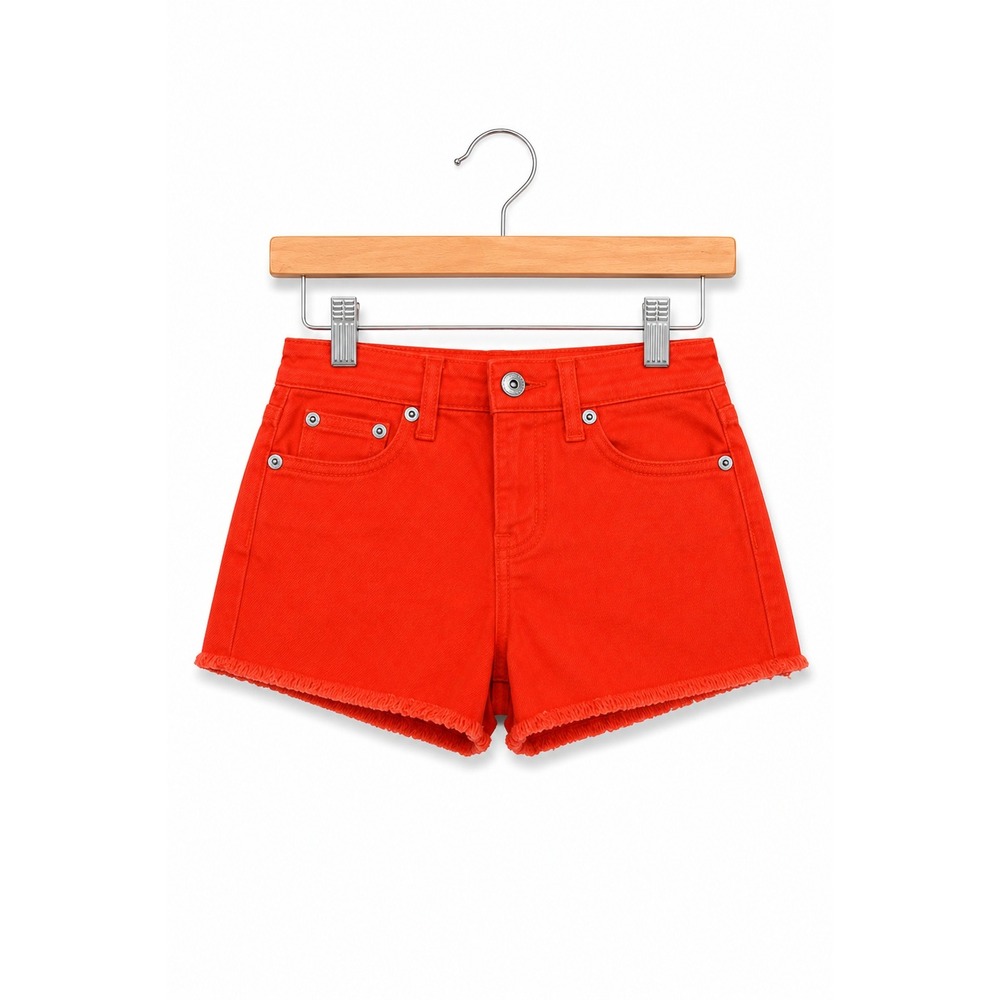 Justice Girls Shorts Size 10 Orange Denim Raw Hem Cotton NEW